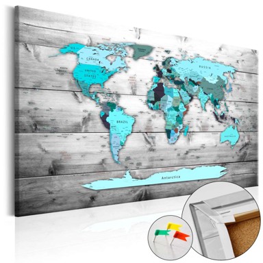 Slika na plutenoj podlozi Blue Continents [Cork Map] 90x60